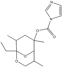 1-ethyl-4,6,8-trimethyl-2,9-dioxabicyclo(3.3.1)nonan-6-yl 1-imidazolecarboxylate Struktur