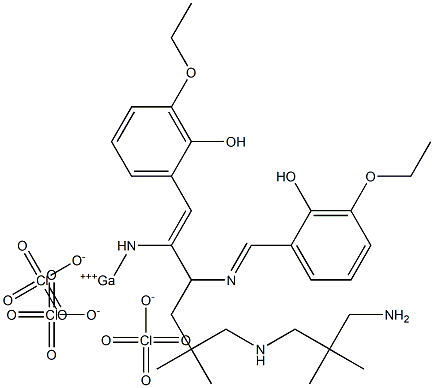 (bis(3-ethoxy-2-hydroxybenzylidene)-N,N''-bis(2,2-dimethyl-3-aminopropyl)ethylenediamine)gallium(III) perchlorate Struktur