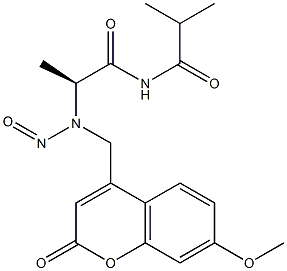 N-nitroso-N-((7-methoxycoumarin-4-yl)methyl)-N'-isobutyrylalaninamide Struktur