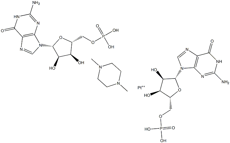 bis(guanosine monophosphate)(N,N'-dimethylpiperazine)platinum(II) Struktur