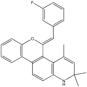 5-(3-fluorobenzylidene)-1,2-dihydro-2,2,4-trimethyl-5H-chromeno(3,4-f)quinoline Struktur