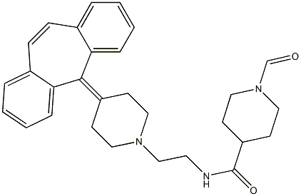 N-(2-(4-(5H-dibenzo(a,d)cyclohepten-5-yliden)piperidino)ethyl)-1-formyl-4-piperidinecarboxamide Struktur