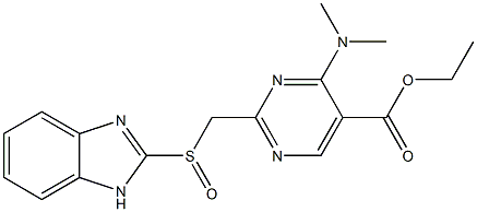 ethyl 2-((1H-benzimidazol-2-yl)sulfinylmethyl)-4-dimethylamino-5-pyrimidinecarboxylate Struktur