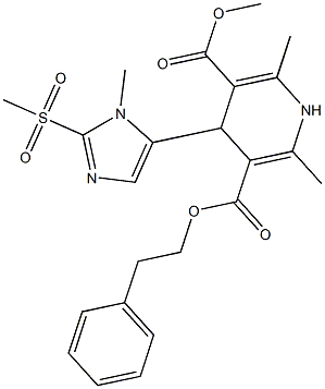 3-methyl-5-phenylethyl 1,4-dihydro-2,6-dimethyl-4-(1-methyl-2-methylsulfonyl-5-imidazolyl)-3,5-pyridinedicarboxylate Struktur