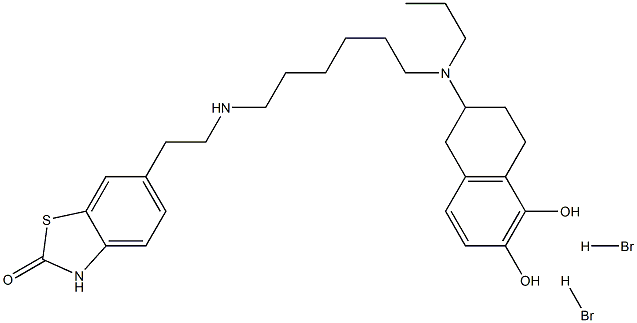 N-propyl-N-(6-(2-(2-oxo-3H-1,3-benzothiazol-6-yl)ethylamino)hexyl)-5,6-dihydroxy-1,2,3,4-tetrahydro-2-naphthylamine dihydrobromide Struktur