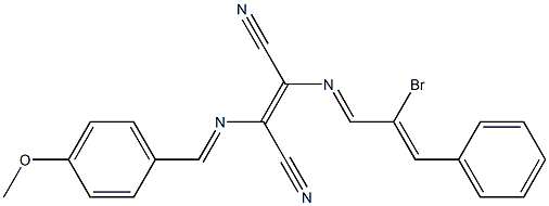 2-[(2-bromo-3-phenylprop-2-enylidene)amino]-3-[(4-methoxybenzylidene)amino]but-2-enedinitrile Struktur