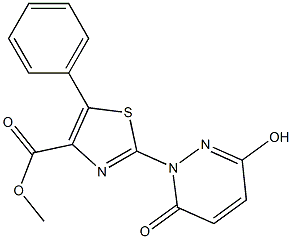 methyl 2-[3-hydroxy-6-oxo-1(6H)-pyridazinyl]-5-phenyl-1,3-thiazole-4-carboxylate Struktur