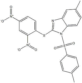 2-[(2,4-dinitrophenyl)thio]-5-methyl-1-[(4-methylphenyl)sulfonyl]-1H-benzo[d]imidazole Struktur