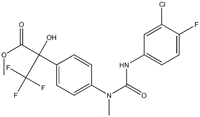 methyl 2-{4-[[(3-chloro-4-fluoroanilino)carbonyl](methyl)amino]phenyl}-3,3,3-trifluoro-2-hydroxypropanoate Struktur