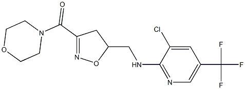 [5-({[3-chloro-5-(trifluoromethyl)-2-pyridinyl]amino}methyl)-4,5-dihydro-3-isoxazolyl](morpholino)methanone Struktur