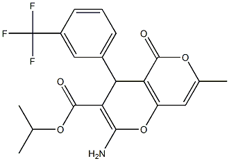 isopropyl 2-amino-7-methyl-5-oxo-4-[3-(trifluoromethyl)phenyl]-4H,5H-pyrano[4,3-b]pyran-3-carboxylate Struktur