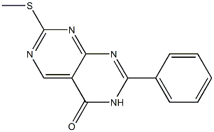 7-(methylsulfanyl)-2-phenylpyrimido[4,5-d]pyrimidin-4(3H)-one Struktur