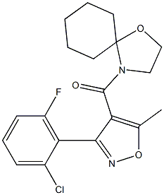 [3-(2-chloro-6-fluorophenyl)-5-methyl-4-isoxazolyl](1-oxa-4-azaspiro[4.5]dec-4-yl)methanone Struktur