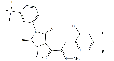 3-{2-[3-chloro-5-(trifluoromethyl)-2-pyridinyl]ethanehydrazonoyl}-5-[3-(trifluoromethyl)phenyl]-3aH-pyrrolo[3,4-d]isoxazole-4,6(5H,6aH)-dione Struktur