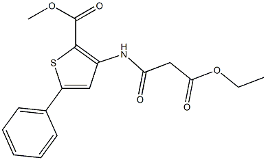 methyl 3-[(3-ethoxy-3-oxopropanoyl)amino]-5-phenylthiophene-2-carboxylate Struktur