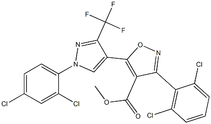 methyl 3-(2,6-dichlorophenyl)-5-[1-(2,4-dichlorophenyl)-3-(trifluoromethyl)-1H-pyrazol-4-yl]-4-isoxazolecarboxylate Struktur