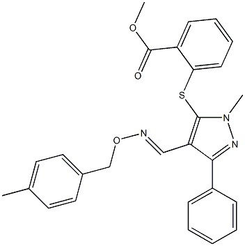 methyl 2-{[1-methyl-4-({[(4-methylbenzyl)oxy]imino}methyl)-3-phenyl-1H-pyrazol-5-yl]sulfanyl}benzenecarboxylate Struktur