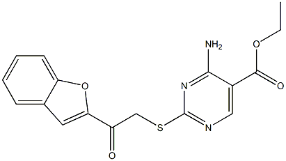 ethyl 4-amino-2-[(2-benzo[b]furan-2-yl-2-oxoethyl)thio]pyrimidine-5-carboxylate Struktur