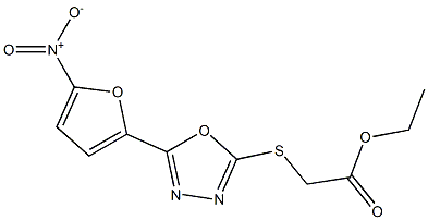 ethyl 2-{[5-(5-nitro-2-furyl)-1,3,4-oxadiazol-2-yl]thio}acetate Struktur