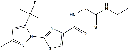 N-ethyl-2-({2-[3-methyl-5-(trifluoromethyl)-1H-pyrazol-1-yl]-1,3-thiazol-4-yl}carbonyl)-1-hydrazinecarbothioamide Struktur