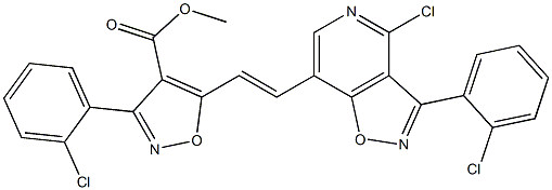 methyl 5-{2-[4-chloro-3-(2-chlorophenyl)isoxazolo[4,5-c]pyridin-7-yl]vinyl}-3-(2-chlorophenyl)-4-isoxazolecarboxylate Struktur