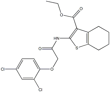 ethyl 2-{[2-(2,4-dichlorophenoxy)acetyl]amino}-4,5,6,7-tetrahydrobenzo[b]thiophene-3-carboxylate Struktur