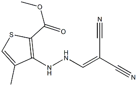 methyl 3-[2-(2,2-dicyanovinyl)hydrazino]-4-methylthiophene-2-carboxylate Struktur