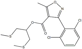 2-(methylthio)-1-[(methylthio)methyl]ethyl 3-(2,6-dichlorophenyl)-5-methylisoxazole-4-carboxylate Struktur