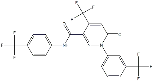 6-oxo-4-(trifluoromethyl)-1-[3-(trifluoromethyl)phenyl]-N-[4-(trifluoromethyl)phenyl]-1,6-dihydro-3-pyridazinecarboxamide Struktur