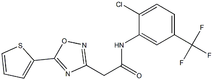 N1-[2-chloro-5-(trifluoromethyl)phenyl]-2-[5-(2-thienyl)-1,2,4-oxadiazol-3-yl]acetamide Struktur