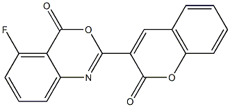 5-fluoro-2-(2-oxo-2H-chromen-3-yl)-4H-3,1-benzoxazin-4-one Struktur