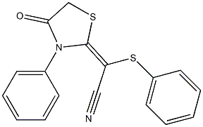 2-(4-oxo-3-phenyl-1,3-thiazolan-2-yliden)-2-(phenylthio)acetonitrile Struktur