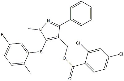 {5-[(5-fluoro-2-methylphenyl)sulfanyl]-1-methyl-3-phenyl-1H-pyrazol-4-yl}methyl 2,4-dichlorobenzenecarboxylate Struktur