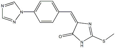 2-(methylsulfanyl)-5-{(E)-[4-(1H-1,2,4-triazol-1-yl)phenyl]methylidene}-3,5-dihydro-4H-imidazol-4-one Struktur