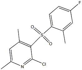 2-chloro-3-[(4-fluoro-2-methylphenyl)sulfonyl]-4,6-dimethylpyridine Struktur