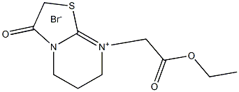 8-(2-ethoxy-2-oxoethyl)-3-oxo-2,3,6,7-tetrahydro-5H-[1,3]thiazolo[3,2-a]pyrimidin-8-ium bromide Struktur