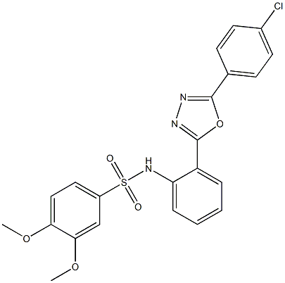 N1-{2-[5-(4-chlorophenyl)-1,3,4-oxadiazol-2-yl]phenyl}-3,4-dimethoxybenzene-1-sulfonamide Struktur