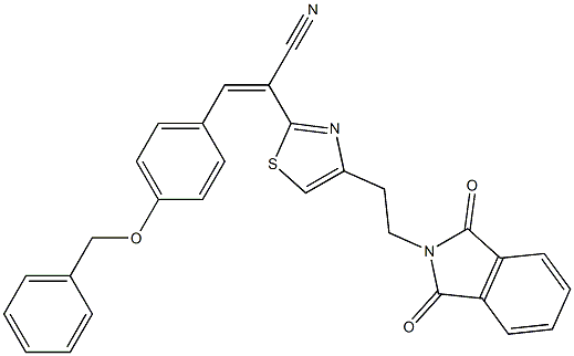 (Z)-3-[4-(benzyloxy)phenyl]-2-{4-[2-(1,3-dioxo-1,3-dihydro-2H-isoindol-2-yl)ethyl]-1,3-thiazol-2-yl}-2-propenenitrile Struktur