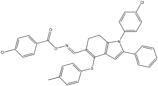 5-({[(4-chlorobenzoyl)oxy]imino}methyl)-1-(4-chlorophenyl)-4-[(4-methylphenyl)sulfanyl]-2-phenyl-6,7-dihydro-1H-indole Struktur