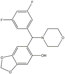 6-[(3,5-difluorophenyl)(morpholino)methyl]-1,3-benzodioxol-5-ol Struktur