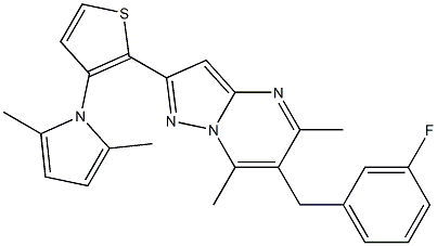 2-[3-(2,5-dimethyl-1H-pyrrol-1-yl)-2-thienyl]-6-(3-fluorobenzyl)-5,7-dimethylpyrazolo[1,5-a]pyrimidine Struktur