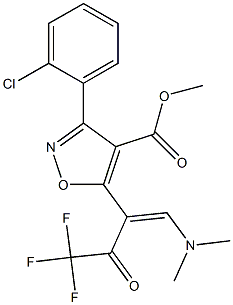 methyl 3-(2-chlorophenyl)-5-[2-(dimethylamino)-1-(2,2,2-trifluoroacetyl)vinyl]-4-isoxazolecarboxylate Struktur