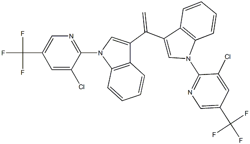 1-[3-chloro-5-(trifluoromethyl)-2-pyridinyl]-3-(1-{1-[3-chloro-5-(trifluoromethyl)-2-pyridinyl]-1H-indol-3-yl}vinyl)-1H-indole Struktur