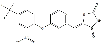 5-((Z)-{3-[2-nitro-4-(trifluoromethyl)phenoxy]phenyl}methylidene)-2-thioxo-1,3-thiazolan-4-one Struktur