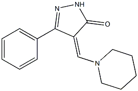 5-phenyl-4-(piperidinomethylene)-2,4-dihydro-3H-pyrazol-3-one Struktur