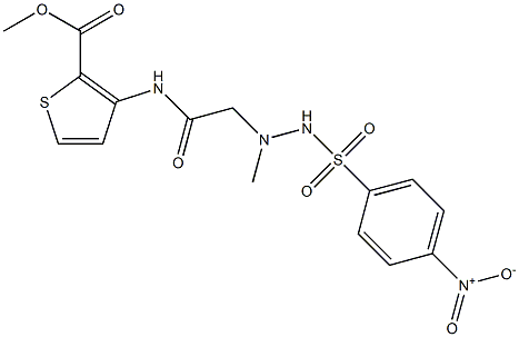 methyl 3-[(2-{1-methyl-2-[(4-nitrophenyl)sulfonyl]hydrazino}acetyl)amino]-2-thiophenecarboxylate Struktur