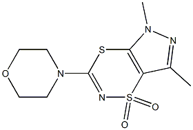 5,7-dimethyl-3-morpholino-1,5-dihydro-1lambda~6~-pyrazolo[3,4-e][1,4,2]dithiazine-1,1-dione Struktur