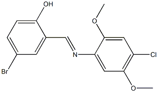 4-bromo-2-{[(4-chloro-2,5-dimethoxyphenyl)imino]methyl}phenol Struktur