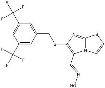 6-{[3,5-bis(trifluoromethyl)benzyl]sulfanyl}imidazo[2,1-b][1,3]thiazole-5-carbaldehyde oxime Struktur