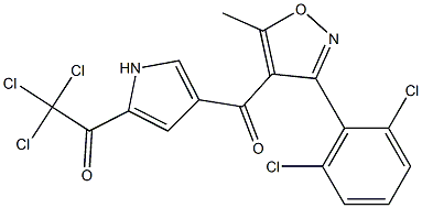 2,2,2-trichloro-1-(4-{[3-(2,6-dichlorophenyl)-5-methyl-4-isoxazolyl]carbonyl}-1H-pyrrol-2-yl)-1-ethanone Struktur